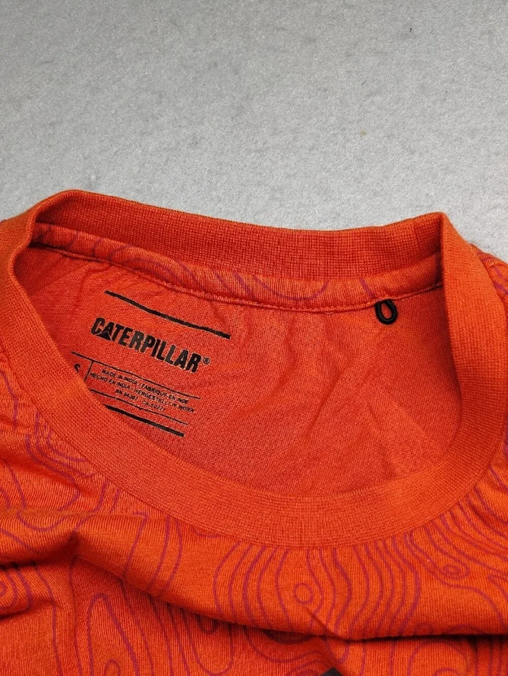 Caterpillar (CAT) Orange T-shirt With Topography - Mens Small